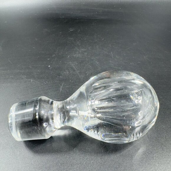 Vintage Decanter Stopper Clear Crystal Heavy Artist Signed Bottle Stopper Decor - Picture 10 of 15